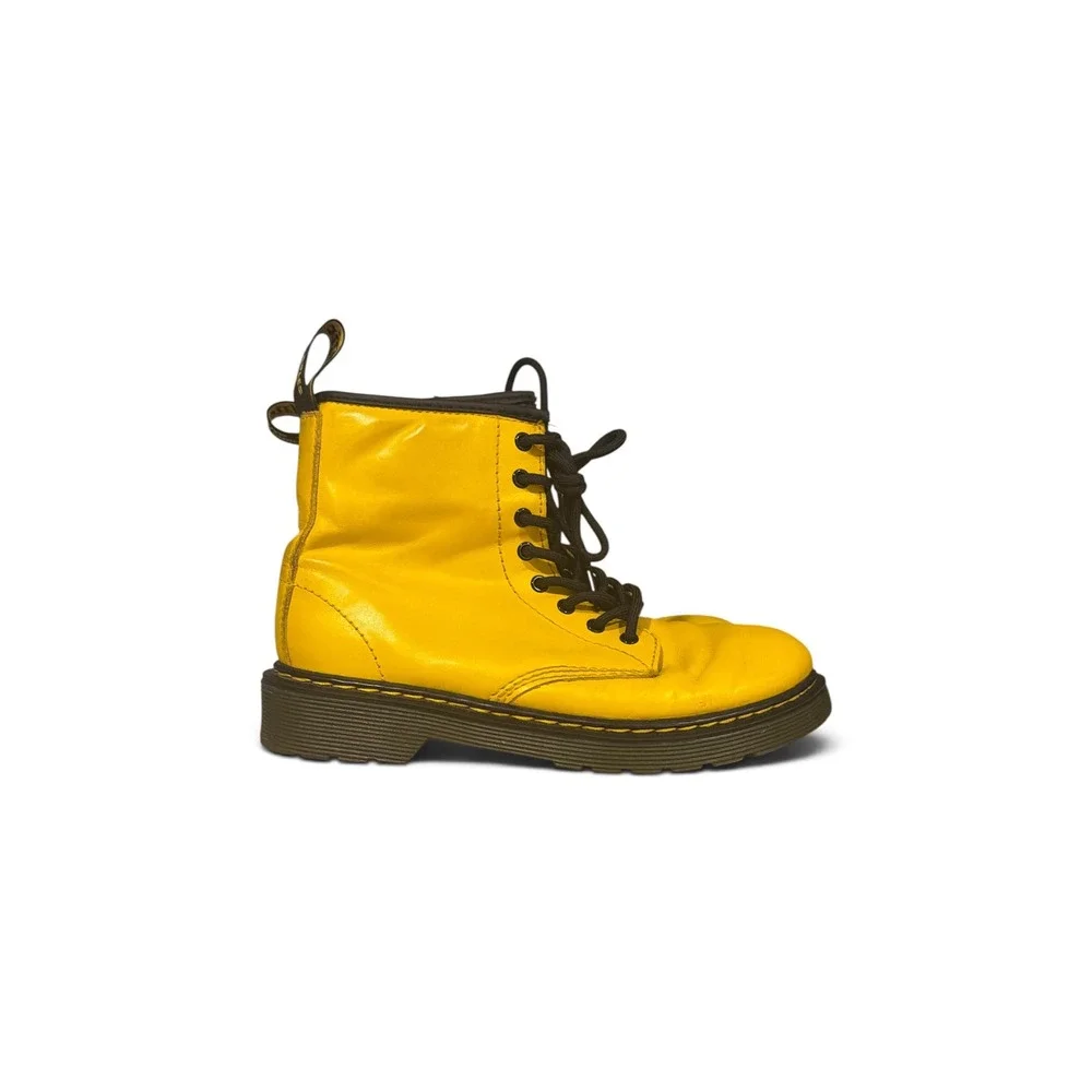 Dr. Martens 1460 J Youth Yellow Leather Side Zip Combat Boots Size 3 US